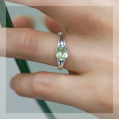 ミントグリーンガーネットリング”ラフィネ” PT900 K18 K10対応 ローズ