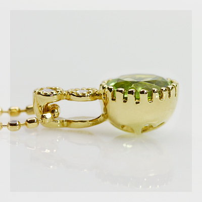 ペリドットxローズカットダイヤモンド アンティークペンダントトップ