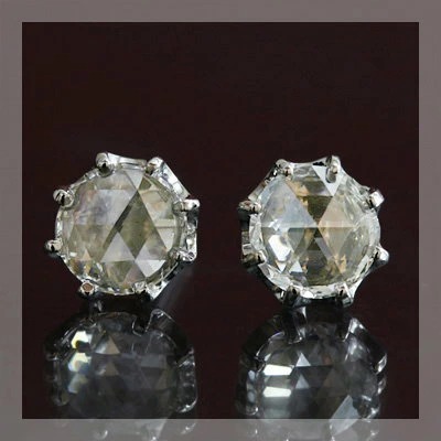 5.5ミリの贅沢な輝き！ ローズカットダイヤモンド アンティークデザインピアス※こちらのピアスは1ペアの金額です PT900 K18 K10対応
