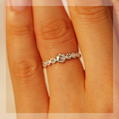 シックな輝き 3.6mm ローズカットダイヤモンド リング 「ブリエ