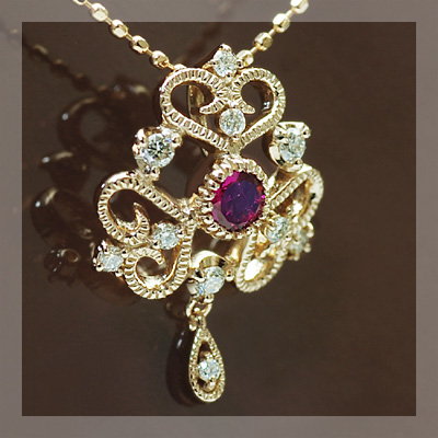 K18WG ルビー ダイヤ ネックレス/ペンダントトップ 4.029ct 」の