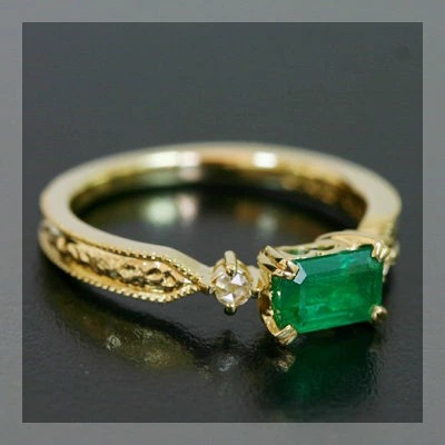 k18 pt900 アンブローズ アールデコデザインエメラルド ダイヤ