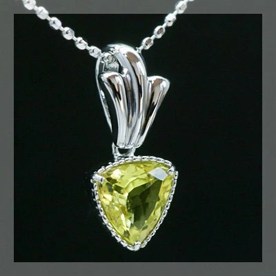 カナリートルマリン プラチナペンダントヘッド GSTV k18YG ペリドット