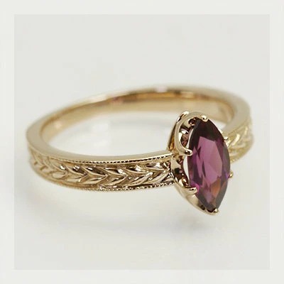 ロードライトガーネットリング PT900 K18 K10対応 ローズカットダイヤ