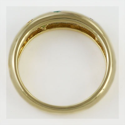 アルルカン」マルチカラー7石の宝石ドッツリング PT900 K18 K10