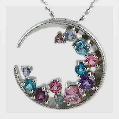 アルルカン」月モチーフ マルチカラーペンダントトップ“モナコ” 【送料