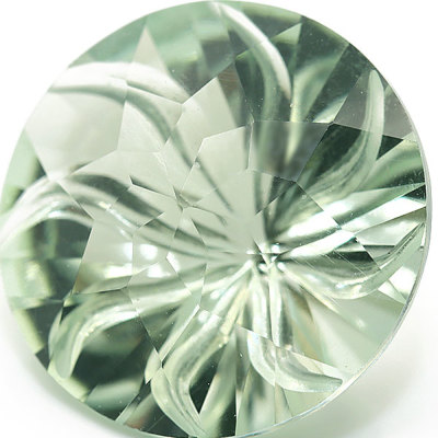 ☆15mm グリーンクォーツ ラウンド フラワーカービング 9.23ct１個限定