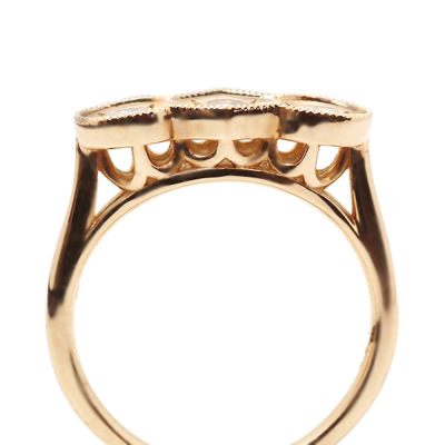 限定1本 K18PG 0.53ct マルチカラーダイヤモンド 3石 リング 10号