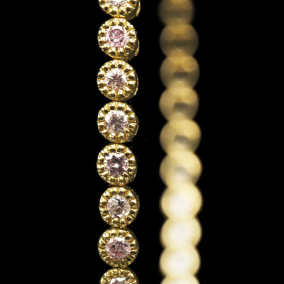 限定1本 K18YG 0.76ct ピンクダイヤモンド ミル打ち バングル 誕生石4