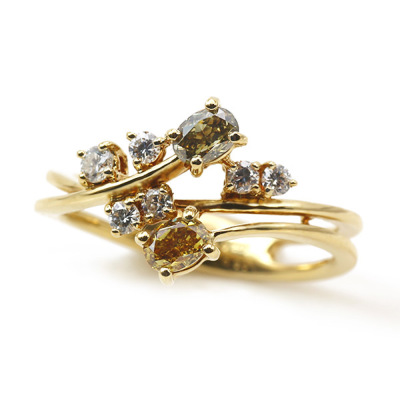 K18YG 0.68ct �}���`�J���[�_�C�������h �����O