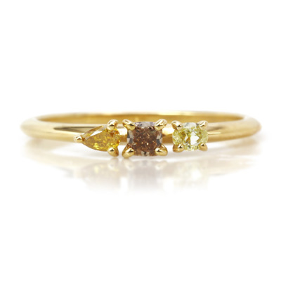 K18YG 0.26ct �}���`�J���[�_�C�������h �����O