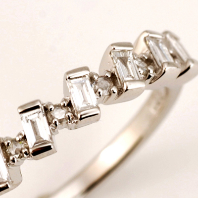 バゲットカットダイヤモンドxローズカットダイヤモンドリング PT900