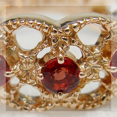 レディッシュサファイアレースワークリング PT900 K18 K10対応 ローズ