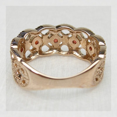 レディッシュサファイアレースワークリング PT900 K18 K10対応 ローズ