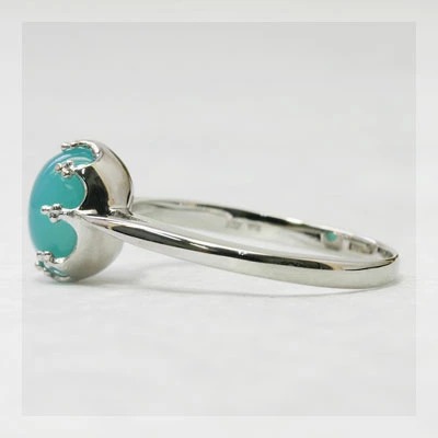 8×6シーブルーカルセドニー カボションリング PT900 K18 K10