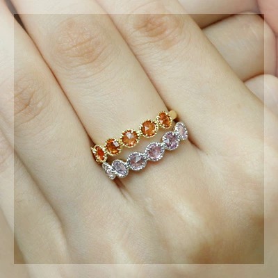 K18 アンティークリング⑤薄ピンク K18サファイア1.980ct リング