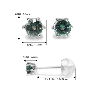 3mm アレキサンドライト ティファニーセッティング ピアス 両耳用 PT900 K18 K10対応 PT900  K18はご注文確認後に金額訂正しご連絡いたします ローズカットダイヤ・カラーストーンのオーダージュエリー ベーネベーネ