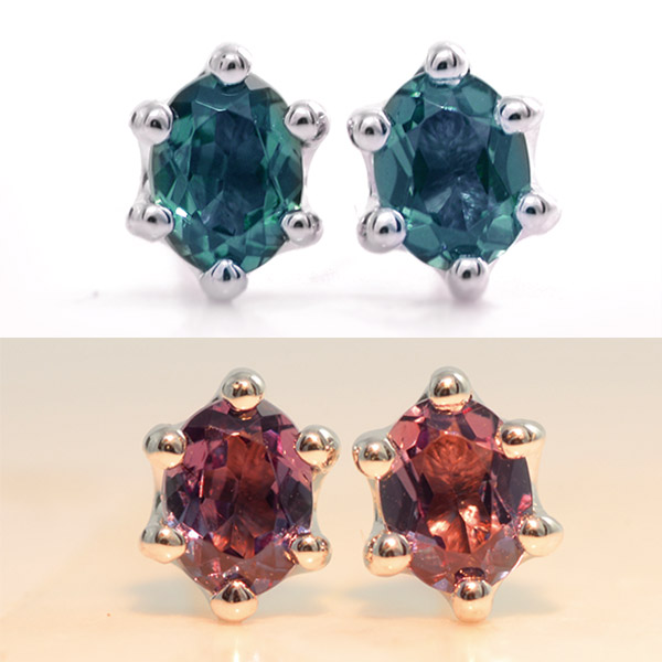 ピアス＊14kgf＊カラーチェンジ ライム グロッシュラー ガーネット