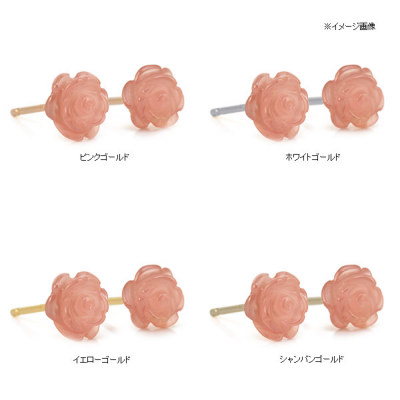 6mmインカローズ薔薇ピアス 春色ピンク ローズカットダイヤ