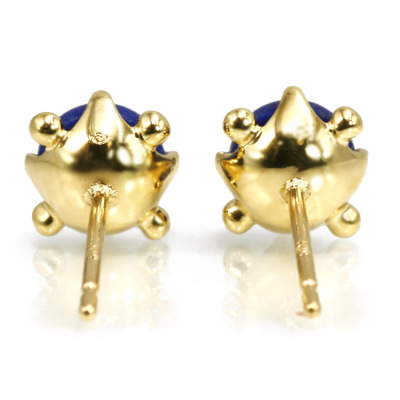 5ミリ ラピスラズリ カボション ピアス 1ペア 両耳分 PT900 K18 K10