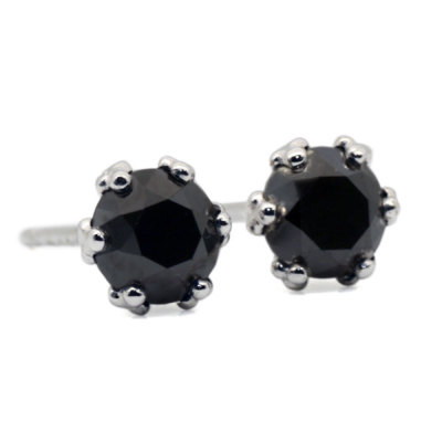 4mm ブラックダイヤモンド クローバー ピアス PT900 K18 K10