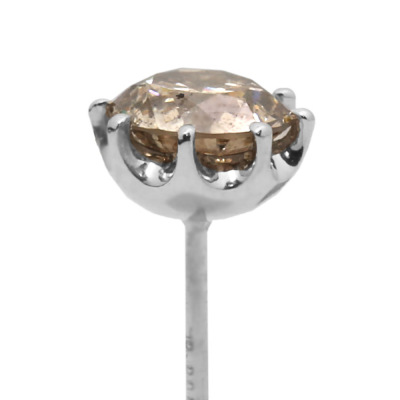 数量限定 即納 PT900 5.5mm 0.7ct ブラウンダイヤモンド 片耳