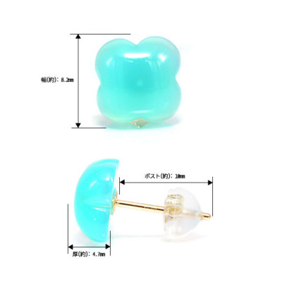 数量限定】シーブルーカルセドニーフラワーピアス 片耳分 0．5
