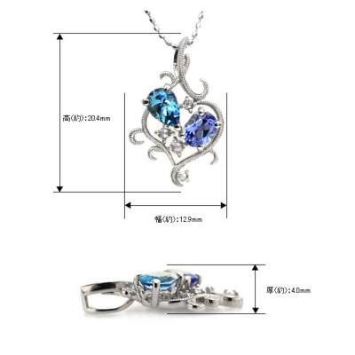 サンタカラーアクアマリン×タンザナイト×ローズカットダイヤペンダント