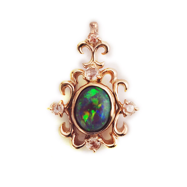 K18 ブリオレットBlack Opal トップ ✨💙💚🩵 Beautiful Bright Top Quality Black Opal Ring