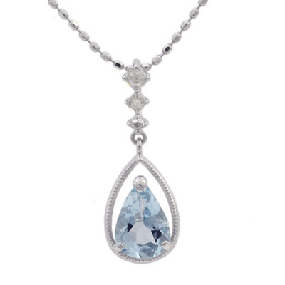 アクアマリン×ローズカットダイヤペンダントトップ「デュウ」 PT900