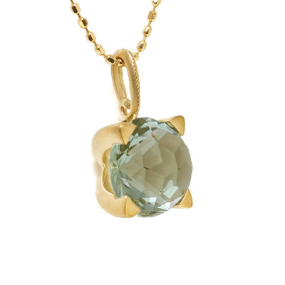 8mmグリーンクオーツペンダントトップ「リベット」 PT900 K18 K10対応