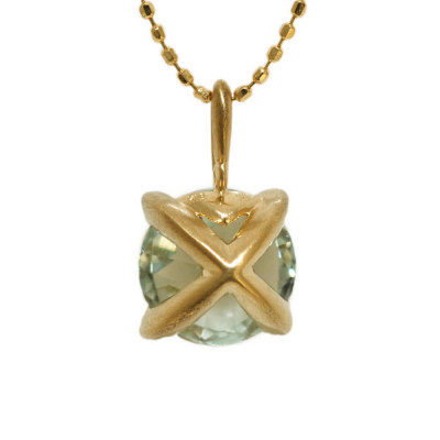 8mmグリーンクオーツペンダントトップ「リベット」 PT900 K18 K10対応