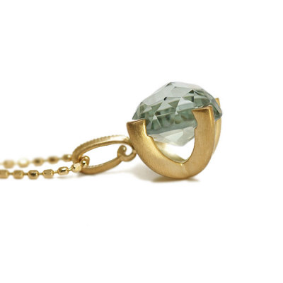 8mmグリーンクオーツペンダントトップ「リベット」 PT900 K18 K10対応