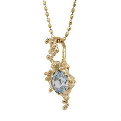 アクアマリンペンダント「ミカエル」 PT900 K18 K10対応 ローズカット