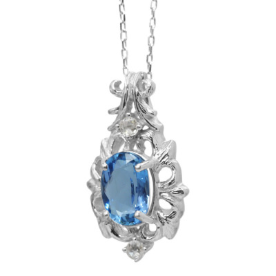 限定1本 K10WG サンタマリアカラーアクアマリン ダイヤモンド 