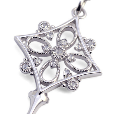 ローズカットダイヤモンドキーペンダントトップPT900 K18 K10