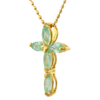 若草色のエメラルドクロスペンダントトップ PT900 K18 K10対応 ローズ