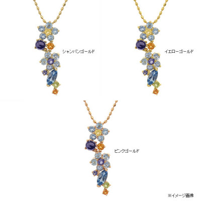 アクアマリン×アイオライト×ガーネットペンダントトップ「トリプル