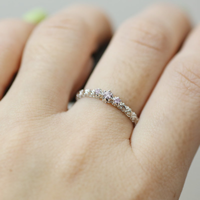 桜カラー ピンクダイヤモンド リング ボルダトューラ 指輪 PT900 K18