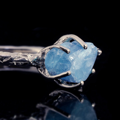 パライバトルマリン 原石 リング ミネラーレ PT900 K18 K10対応 誕生石