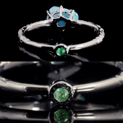 パライバトルマリン 原石 リング ミネラーレ PT900 K18 K10対応 誕生石