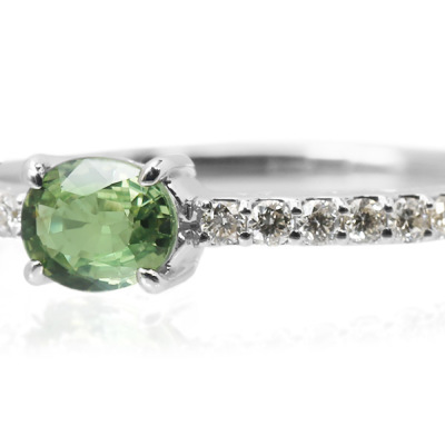 グリーンサファイア ブリリアントカットダイヤモンド リング