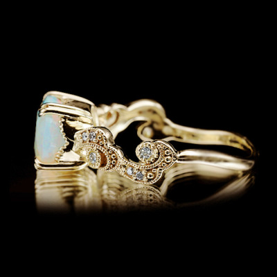 限定1本 K10YG エチオピアオパール ダイヤモンド リング 11号 サイズ