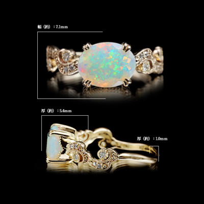 美品　ベーネベーネ　エチオピアオパール　K10 リング 9×7mm エチオピアオパール「エッセ」リング PT900 K18 K10対応