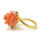 【限定1本】桃珊瑚×白珊瑚×グリーンガーネット×ローズカットダイヤリング「白バラと紅バラ」