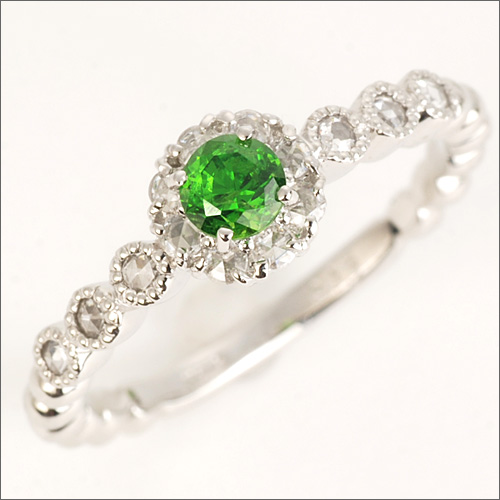 デマントイドガーネットヴィンテージデザインリング PT900 K18 K10対応