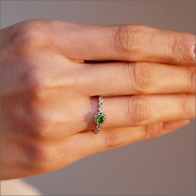 デマントイドガーネットヴィンテージデザインリング PT900 K18 K10対応