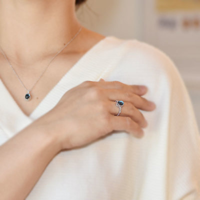 ロンドンブルートパーズ×ローズカットダイヤモンドリング