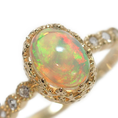 アンティーク オパール&ダイヤ K14 or K18 サイズ約8.5号 【公式通販】