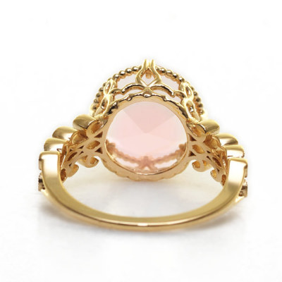 カラーストーン（アメシスト・ローズクオーツ）ローズカットリング